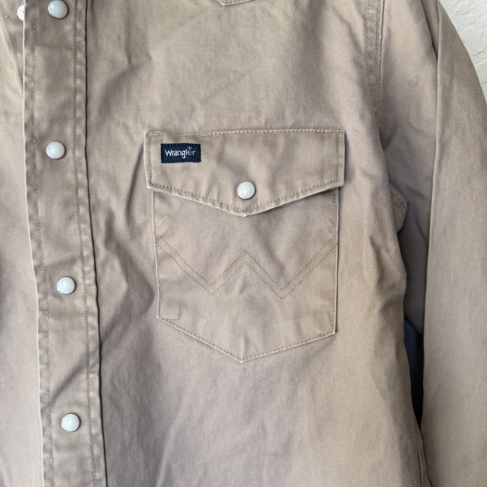 Wrangler Shirt Mens Medium Brushpopper Pearl Snap Vtg Western Work Rodeo Shacket - Picture 2 of 8